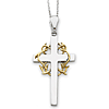 Sterling Silver & Gold-plated No Greater Love Cross 18in Necklace