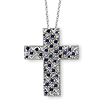 Sterling Silver Sept. CZ Birthstone Message of the Cross 18in Necklace