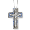 Sterling Silver Dec. CZ Birthstone Message of the Cross 18in Necklace