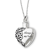 Sterling Silver Always In My Heart Ash Holder 18in Necklace