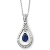 Sterling Silver Created Sapphire Never Forget Tear Necklace