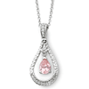 Sterling Silver October CZ Birthstone Never Forget Tear 18in Necklace