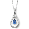 Sterling Silver December CZ Birthstone Never Forget Tear 18in Necklace