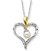 Gold-plated Sterling Silver Cultured Pearl Heart & Soul 18in Necklace