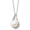 Sterling Silver Cultured Pearl & CZ Forever Embrace 18in Necklace