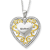 Sterling Silver & Gold-plated Mother Heart Necklace 18in