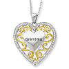 Gold-plated Sterling Silver Grandma Heart 18in Necklace