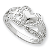Sterling Silver and CZ Polished Pure Heart Ring