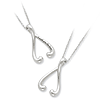 Sterling Silver I Wish You the Best Wishbone Necklace 18in