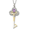 Gold-plated Sterling Silver June CZ Birthstone Key 18in Necklace