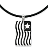 Sterling Silver Antiqued Waves Of Pride 22in Rubber Cord Necklace