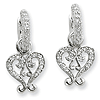 Deborah Birdoes Sterling Silver Heart Earrings with CZs