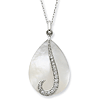 Tear From Heaven Necklace Mother of Pearl and CZ Sterling Silver