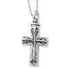 Sterling Silver Antiqued Cross Ash Holder Necklace
