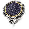 1.8 CT Blue Pavé Sapphire Ring Sterling Silver and 14k Gold