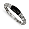 Sterling Silver Onyx and 1/10 CT Diamond Bangle Bracelet
