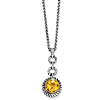 Sterling Silver and 14k Yellow Gold 2.0 ct Citrine Bezel Necklace
