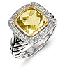 5.03 CT Lemon Quartz & Diamond Ring