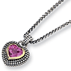 Sterling Silver 2.89 Ct Created Pink Sapphire Heart Necklace