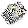 Set of 3 Stackable Diamond Rings Sterling Silver 14k Gold