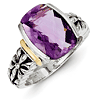 6.6 ct Amethyst Ring Sterling Silver 14k Gold Accents