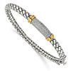 Sterling Silver 1/5 ct Diamond Bangle Bracelet with 14k Gold Accents