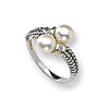 Sterling Silver 14kt Gold 6mm Freshwater Pearl & Diamond Ring