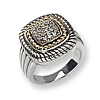 1/8 ct Diamond Pave Ring Sterling Silver with 14k Gold