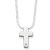 Sterling Silver 5/8in Diamond Cross 18in Necklace