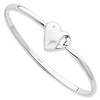 Sterling Silver .01ct Diamond Heart Bangle 7in Bracelet