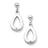 Sterling Silver .01ct Diamond Teardrop Ball Dangle Earrings