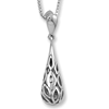 Sterling Silver .01 ct Diamond Teardrop Necklace