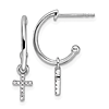 Sterling Silver Hoop Earrings With .06 ct tw Diamond Cross Accents