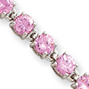 7.25in Sterling Silver Pink CZ Bracelet