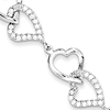 Sterling Silver 7 3/4in Cubic Zirconia Heart Bracelet
