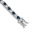 Sterling Silver Genuine Sapphire and White Topaz Tennis Bracelet 7in