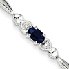 Sterling Silver 1.36 ct Sapphire and Diamond Link 7in Bracelet