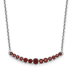 Sterling Silver Garnet Curved Bar Necklace