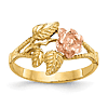 14k Two-tone Gold Rose Ring with Diamond-Cut Texture