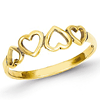 14kt Yellow Gold Ring with Four Open Hearts