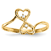 14kt Yellow Gold Heart Duo Promise Ring with CZs