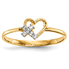 14kt Yellow Gold Heart Promise Ring with CZ Cross