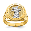 14k Yellow Gold with Rhodium Men's Saint Christopher Ring