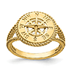 14k Yellow Gold Nautical Compass Rope Ring