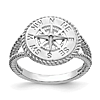 14k White Gold Nautical Compass Rope Ring