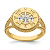14k Two-Tone Gold Mini Nautical Compass Rope Ring