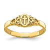 14k Yellow Gold Cross Ring with Hearts