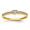 14k Yellow Gold Heart and CZ Stackable Ring with Rhodium