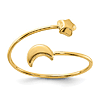 14k Yellow Gold Adjustable Moon and Star Ring