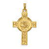 14k Yellow Gold Saint Michael Cross Pendant 1in